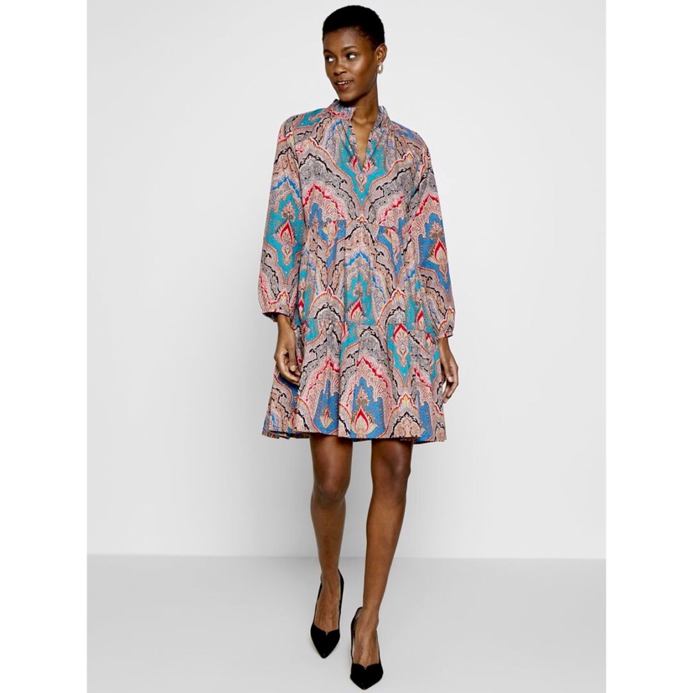 NWT J. Crew A Line Paisley Print Tier Poplin Dress